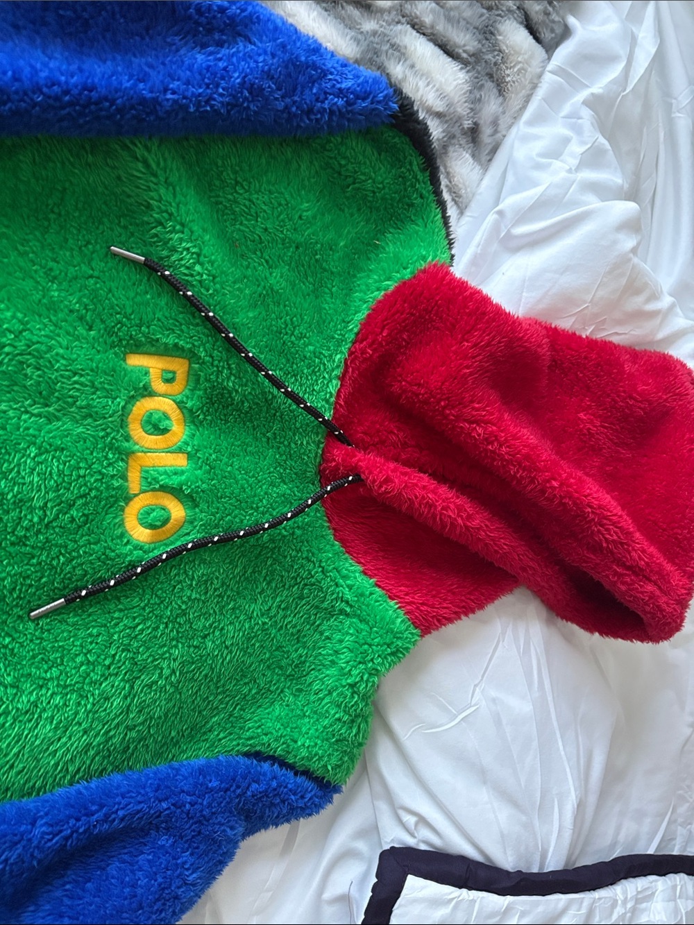 Polo by Ralph Lauren Colorblock Fleece Hoodie in Red, Green & Blue